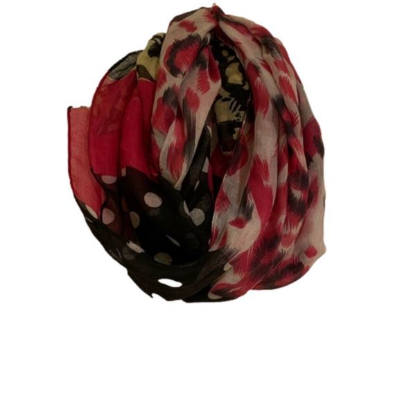 Colorful scarf wrap with black pink yellow circles zebra print colors! - Picture 4 of 8